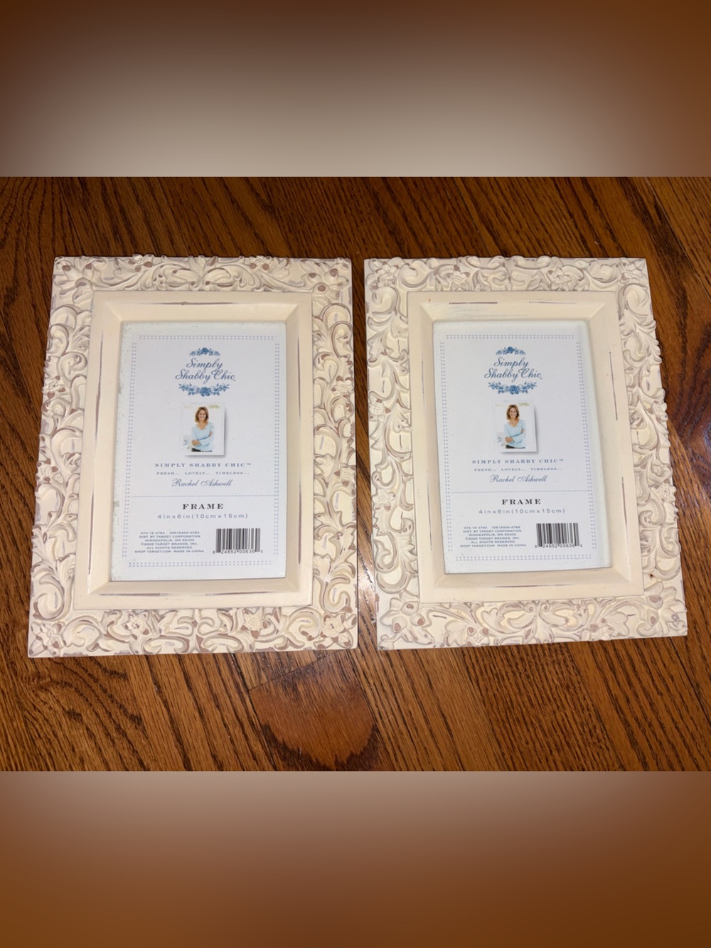Simply Shabby Chic Floral Cream Beige Distressed Picture Frames 2 two